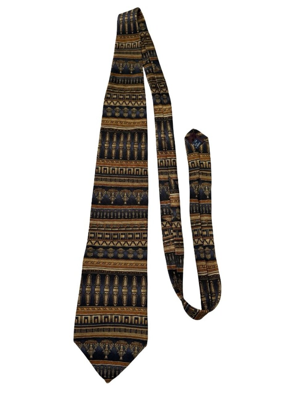 Basic Elements Vintage 1990s Architectural Column Urn Geometric Rayon Necktie US